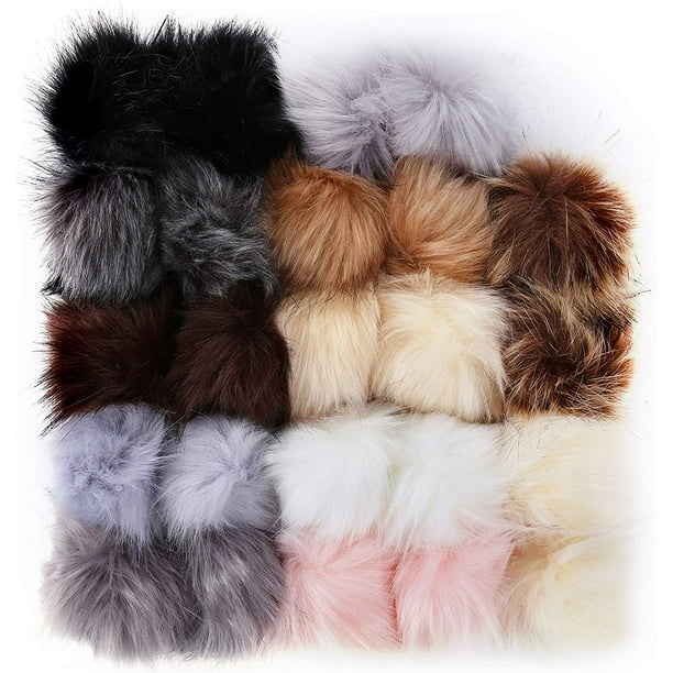 Faux Fur Pom Poms Snap,12Pcs Faux Fur Pompoms For Hats With Snaps,4Inch//10Cm Pompom Faux Fur Fits For Knitted Hats Scarves Shawls Key Chain Accessories.